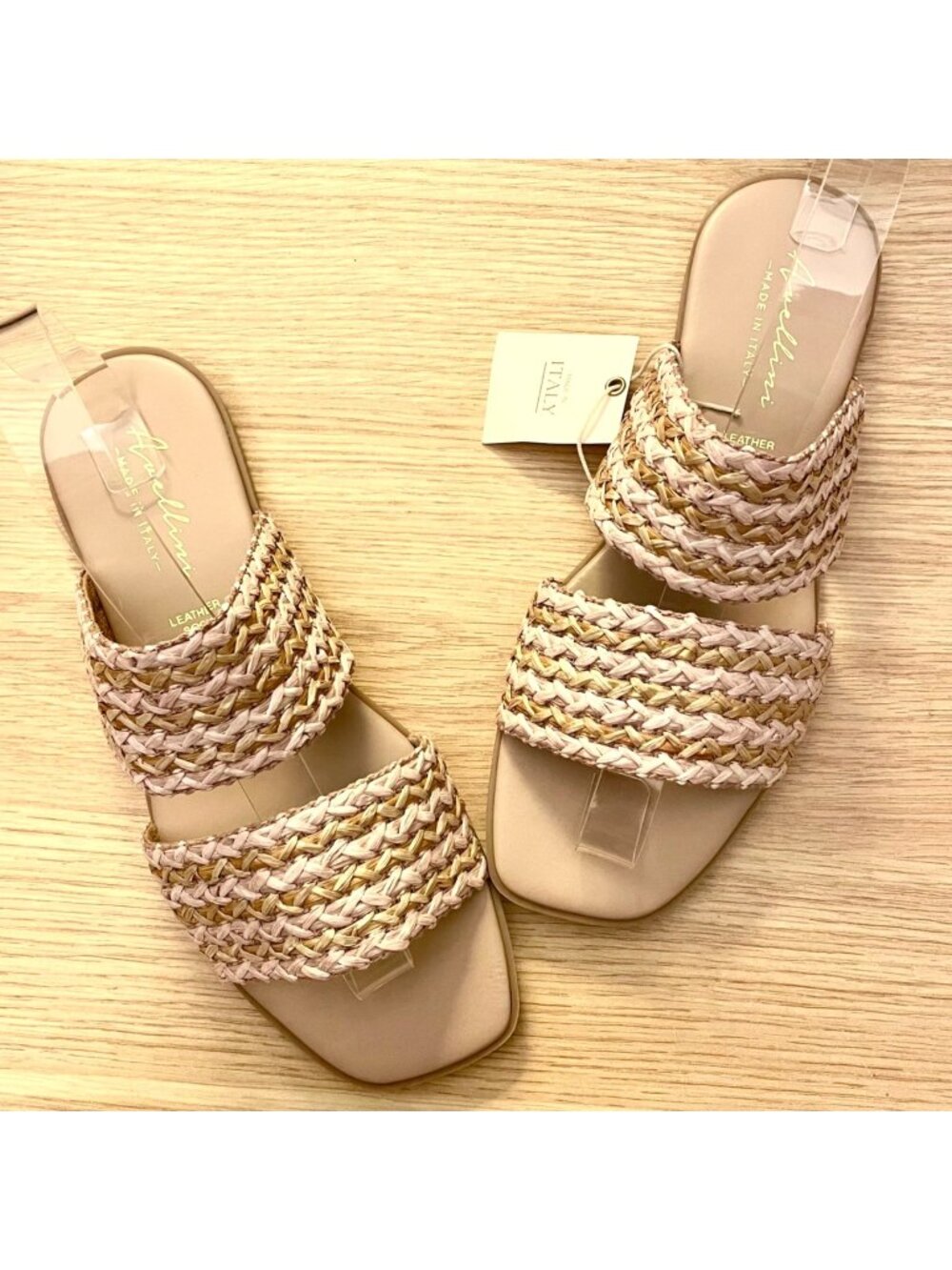 Avellini Made in Italy Braided Band Sandals Women Size 8 in Tan